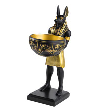 Artistiek Anubis God Hars Sculptuur met Kom Cultureel Decoratief