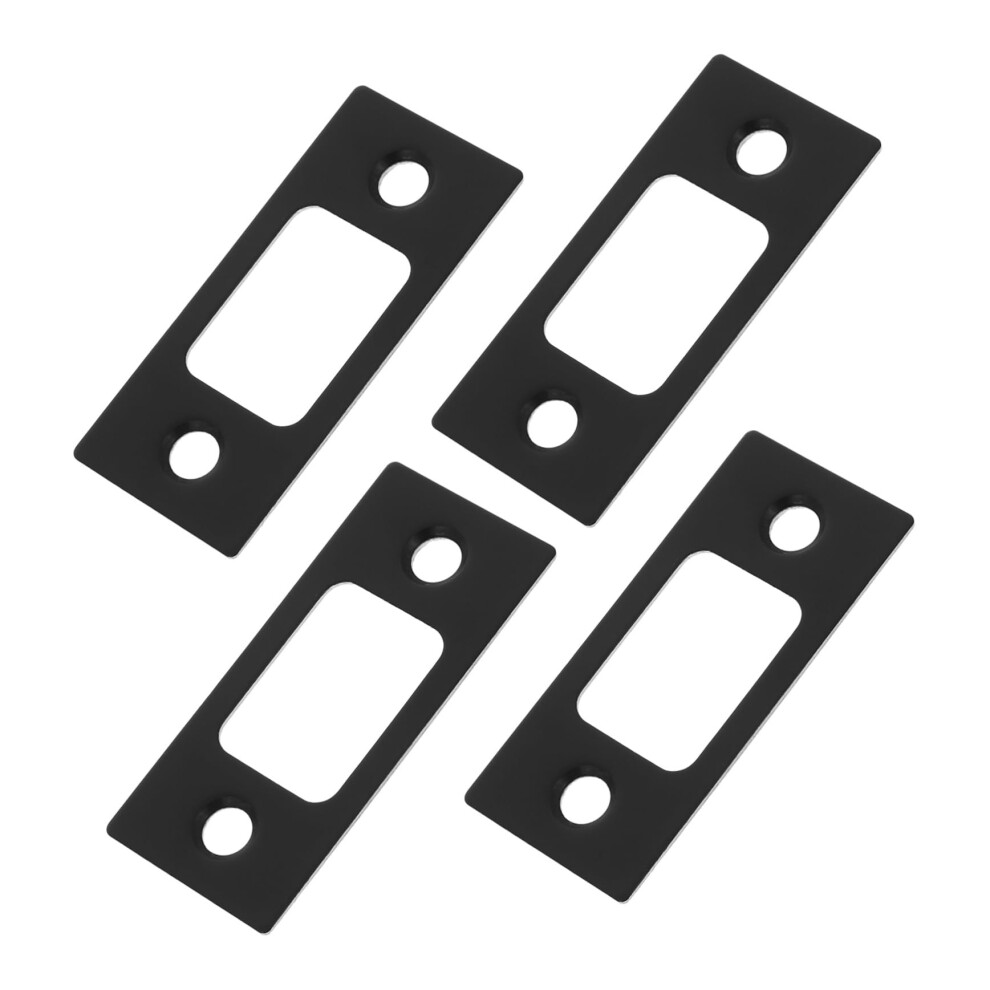 4Pcs Stainless Steel Door Strike Plate Black Reinforced Latch Plate Set For Wooden Doors Security 9330225672333