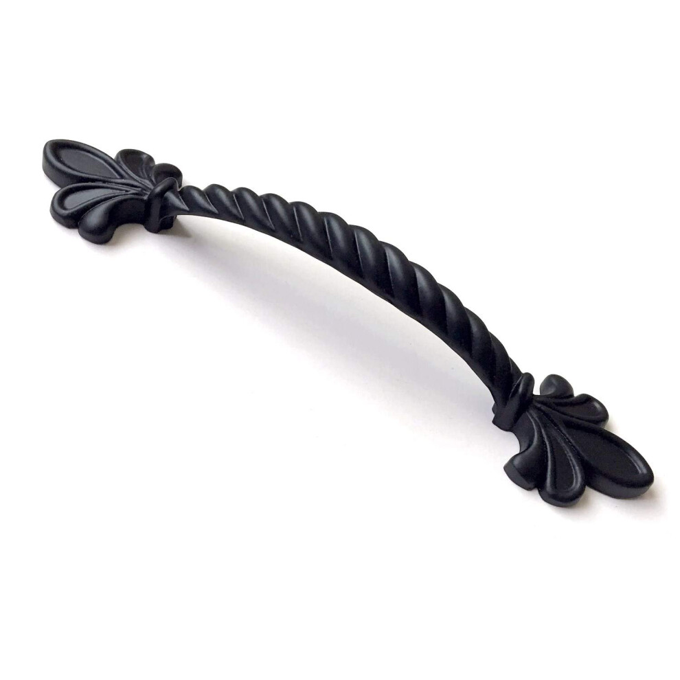 Black Fleur De Lis Cabinet Pulls And Drawer Knobs, Durable Zinc Alloy, Decorative Black Finish 6.4' 9330225672364