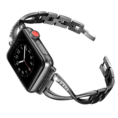 Μεταλλικό λουράκι Apple Watch συμβατό με Bling, για γυναίκες: Εύκολη ρύθμιση με