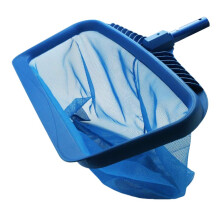 Heavy Duty Pool Skimmer Net with Deep Leaf Basket and Fine Mesh Head, Blue Leaf Skimmer for Pool Cleaning