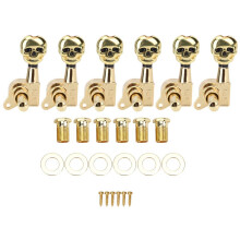 Gold Skull Guitar Tuning Pegs Set 6 Pcs for Electric Guitar or Bass, Precise Control, Easy Install