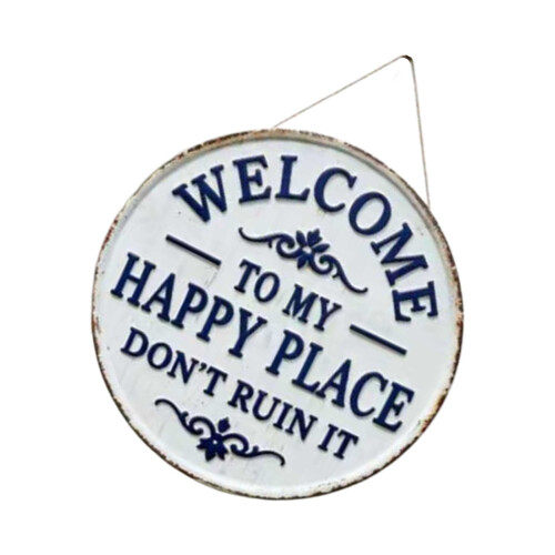 „Welcome to Happy Place“-Schild, Wandschild, Willkommensschild-A