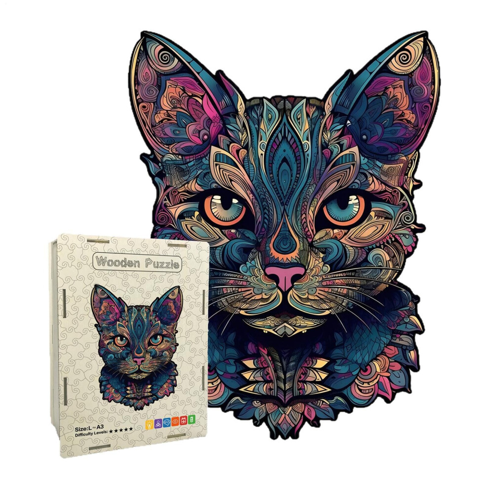 Colorful Cat Wooden Animal Puzzle for Kids and Adults, Educational Jigsaw Gift for Family Fun-image-OPC-PTGD677-NEW