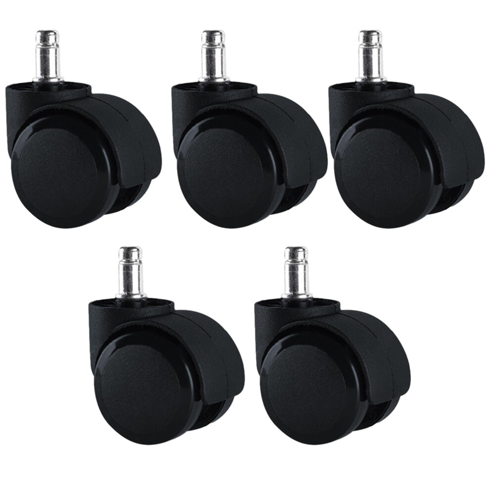 5Pcs Heavy Duty Office Chair Wheels Set, Quiet Smooth Rolling Universal Black Dual Replacement Casters 9351714895026