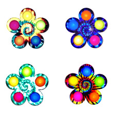 Fidget Spinner Pop It Combo 4 Pack, Colorful Tie Dye Sensory Fidget Toy for Kids, Dual Mode Stress Relief Spinner