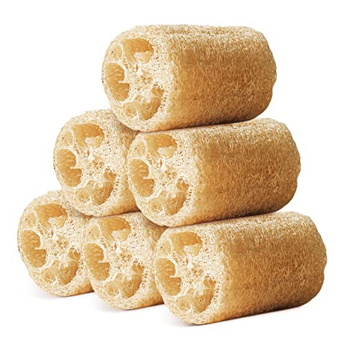 Loofah Dish Sponge 6 Pack Biodegradable Natural Kitchen Scrubber Zero Waste Eco Friendly