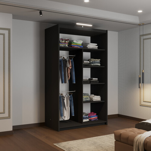 (120cm,Black) Mirrored Sliding Door Wardrobe 2