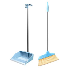 Standing Broom and Dustpan Set for Home, 41' Upright Long Handle, Seamless Dust Seal, Ergonomic 15 Angle, Anti‑Scratch Bristles