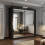 (120cm,Black) Mirrored Sliding Door Wardrobe 1