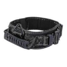 (Reflective Black) Large Tactical Dog Collar  For Dog Training, Military Adjustable Nylon Dog Collar, Heavy Duty Metal Buckle With Handle High Quality