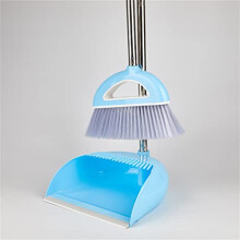 Broom and Dustpan Set, Standing Dustpan and Broom, Foldable, Long Handle, Color D for Home