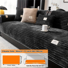 (Dark Gray, 4-Seater 91.44cm*210.82cm) 1pc Chasing Shadow Striped Cushion, Western Popular Solid Plush Striped Sofa Cushion, Smile White