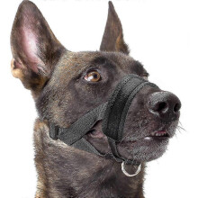 (XL) Pet Mask with Nylon Padding, Adjustable Ring, Anti-Bite and Anti-Barking Features for Dogs, Black Color