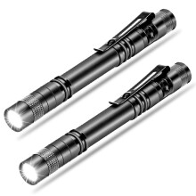 2 Pack LED Pen Flashlight, Super Bright Waterproof Aluminum Torch with Clip for Nurses, Mechanics and EDC