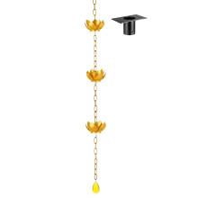 Strong Iron Rain Chain With 12 sepal Cups For Beautiful-Gold