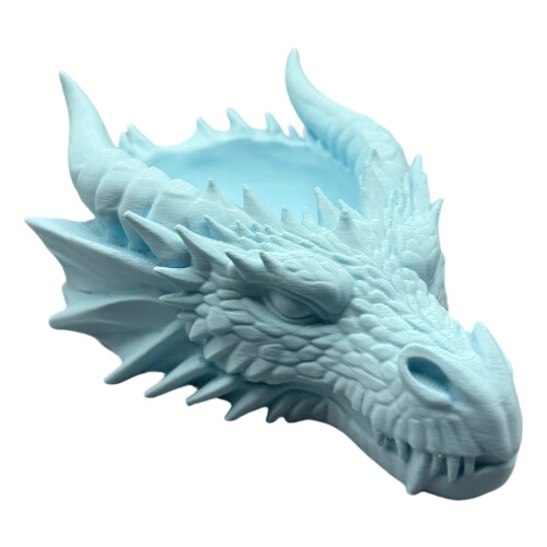 Artistic 3D Printed Gothic Dragon Candle Stand with-Blue