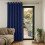 (NAVY, 66" Width x 84" Drop) Thermal Blackout Eyelet Ring Top Curtains Pair + Tie Back 1