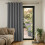(GREY, 66"x84") Thermal Blackout Eyelet Ring Top Curtains Pair + Tie Back 1
