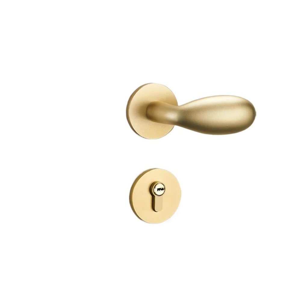 Gold Finish Silent Door Lock With Split Handle For Wooden Bedroom Doors, Easy Installation 9310869682905