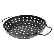 Nonstick Circular BBQ Grill Plate, Leakproof Rim Design for Outdoor Barbecue and Home Cooking