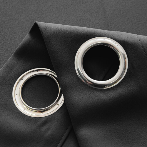(GREY, 66"x84") Thermal Blackout Eyelet Ring Top Curtains Pair + Tie Back 1