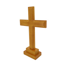 Wooden Cross 11.2x7in Durable Rubber Wood Tabletop Cross for Church Altar Home Prayer Display