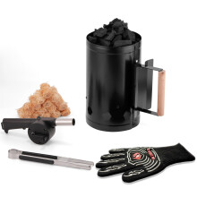 Charcoal Chimney Starter with Heat Resistant Wooden Handle, Heavy Duty BBQ Starter for Outdoor Grill Camping