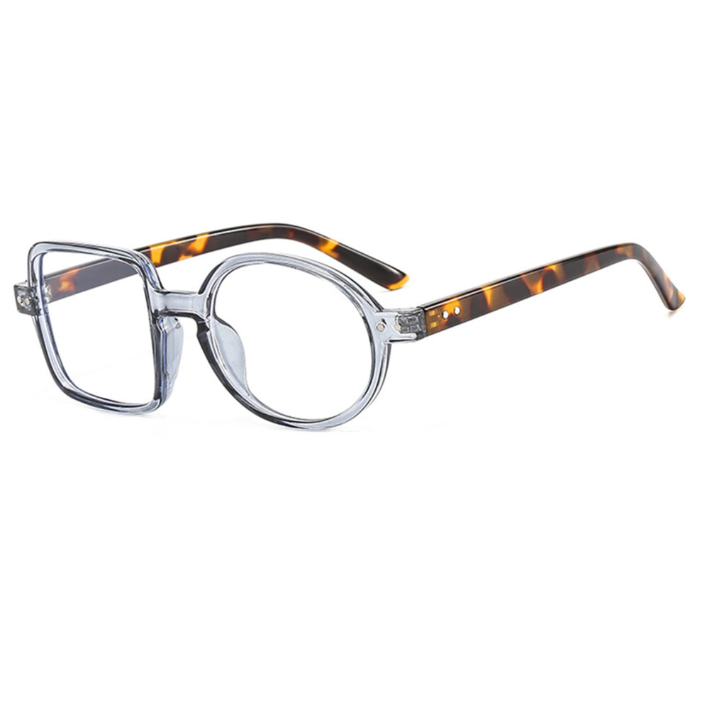 Blue/Light/Gray Oversized Reading Glasses For Women 2.0X Clear Magnification Blocking Polygon Frame