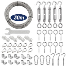 Kit de cables para jardín y uso exterior, cable de acero inoxidable recubierto de PVC, alta capacidad de carga, larga vida útil con juego completo