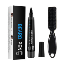 Kit per la cura della barba da uomo, penna per riempire la barba con applicatore a 4 forchette e pennello, prodotto per infoltire la barba