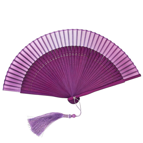 Beautiful Silk Hand Fan Folding Handheld-Gradient light purpl