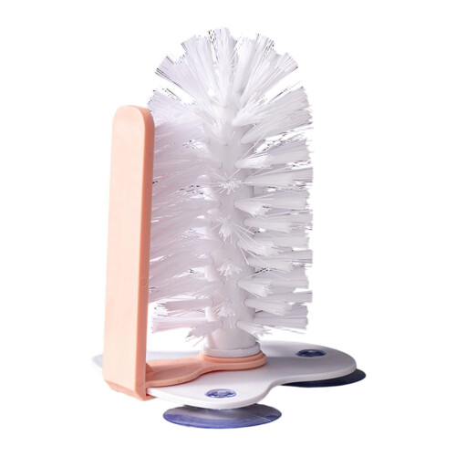 Brosse à vaisselle à Base de ventouse antidérapante avec-Orange