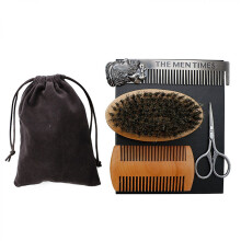 Kit portátil para cuidados com barba e bigode, design moderno e elegante para manutenção em qualquer lugar, escova de cerdas de javali para pelos