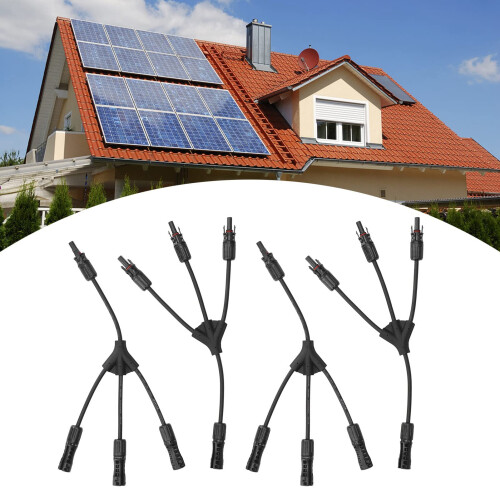 2 Set Solar Panel Branch Connector MC4 Y Type, Waterproof Quick Lock for PV System 1500V 30A 2