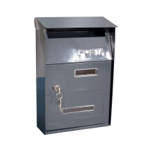 Wall Mounted Mailbox Outdoor Post Box Weatherproof Metal Letter Box with Lock Gray Finish