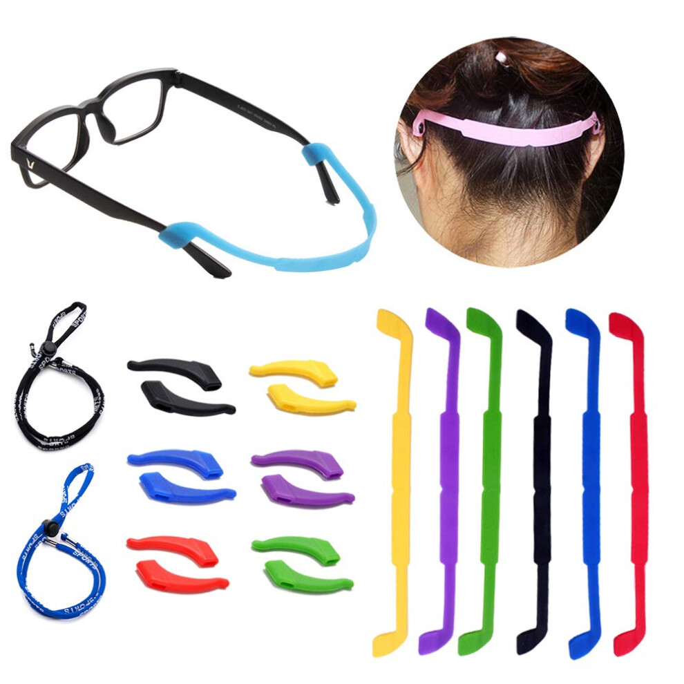 8 Pack Adjustable Silicone Glasses Straps with NonSlip Ear Hooks, Multicolor Sports Eyeglass Strap for Kids and Adults