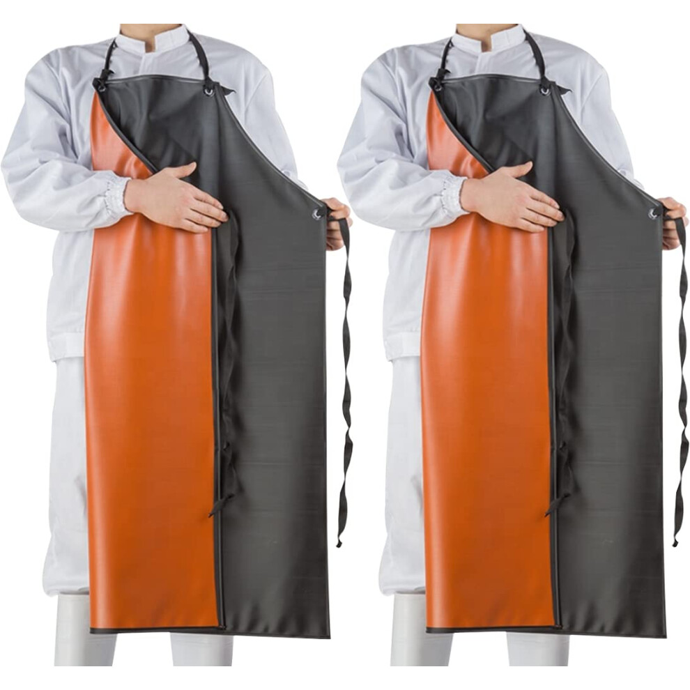 Waterproof Pvc Apron 2 Pack, Chemical Resistant Black Vinyl Aprons For Dishwashing, Lab And Cleaning 9310869683704