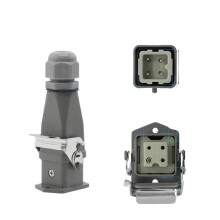IP65 Waterproof Heavy Duty Connector 4 Pin 250V 16A Rectangular Industrial Power Plug with Durable Zinc Alloy Shell