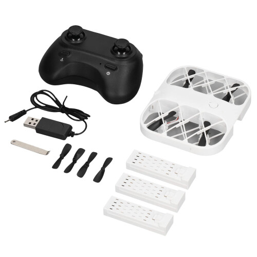 Mini Drone for Beginners with Full Coverage Shell, Altitude Hold and 3 Batteries – White RC Helicopter 1
