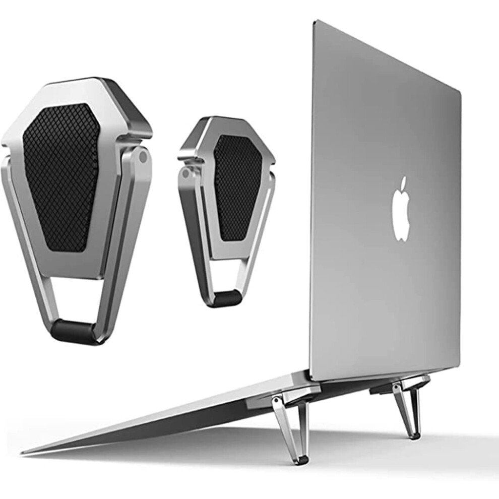 Invisible Zinc Alloy Laptop Stand 2Pcs, Foldable Mini Riser For 12Â20 Inch Laptops With Enhanced Heat Dissipation Silver 9330225675860