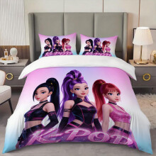 (double(200cm*200cm)) 3pcs Pink Punk K-POP Idols Duvet Cover Set - Soft, Comfortable, and Breathable Bedding,