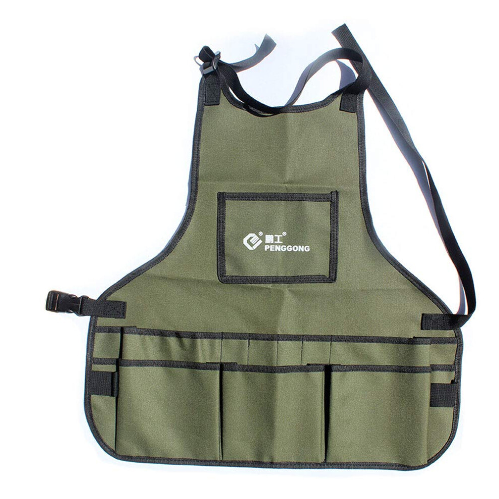 Tool Apron With Multipocket Organization, Waterproof 600D Oxford Work Apron For Gardening And Woodworking (Green) 9330225676157