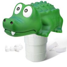 Collapsible Crocodile Pool Chlorine Dispenser with Adjustable Release Control, Holds 4 Tablets for Spa and Hot Tub