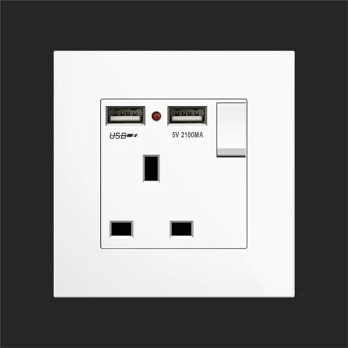 UK 13A Single Wall Socket with Dual USB and Type C Ports Fast Charge Compact Durable Design