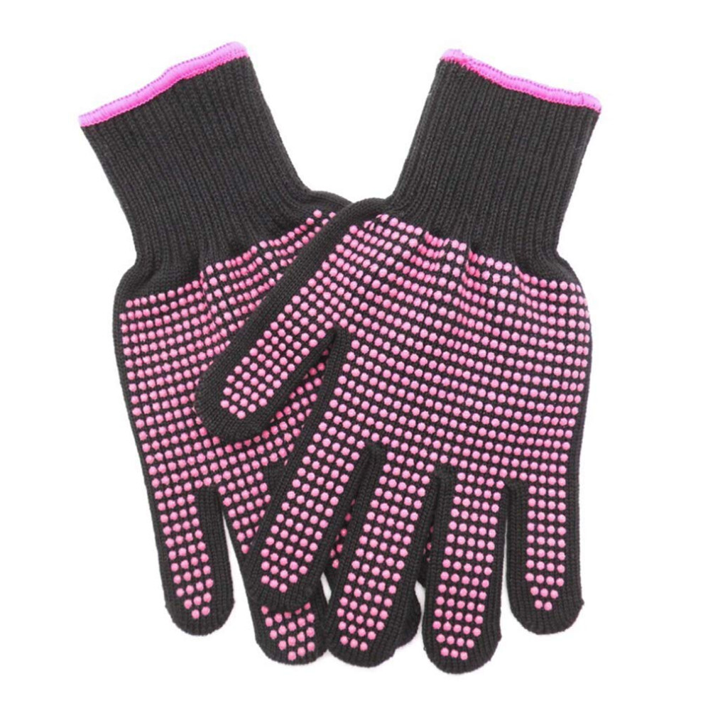 Heat Resistant Gloves with Silicone Grip, 2pcs Professional Salon Heat Proof Mitts for Curling Iron and Flat Iron