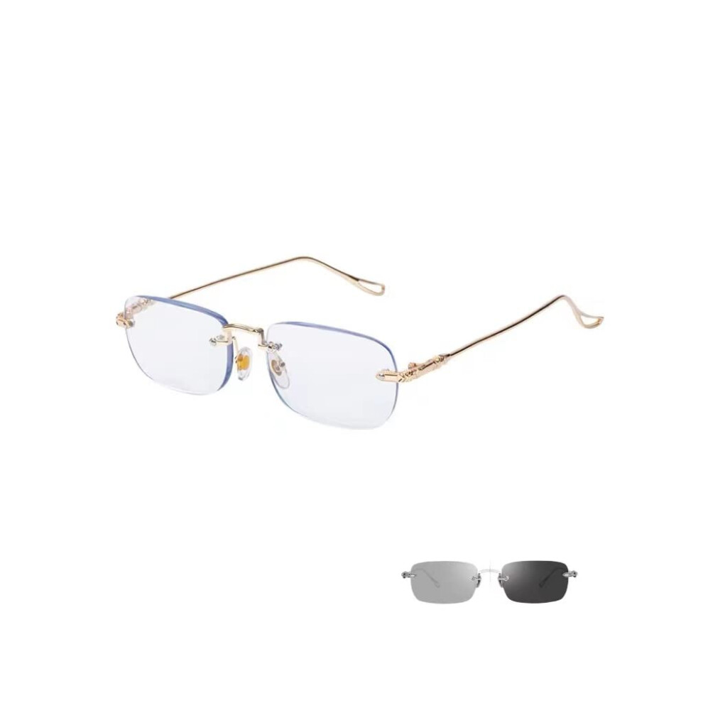 Silver Metal Frame Antiglare Photochromic 2.5 Diopter Reading Glasses For Clear Closeup Viewing