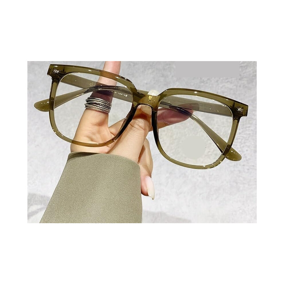 Blue Light Blocking Reading Glasses +100 Green Big Square Frame Anti Eyestrain Computer Eyewear
