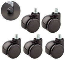 Office Chair Caster Wheels Set of 5, 2 Inch Polyurethane Heavy Duty Replacement Casters for Hardwood Floors