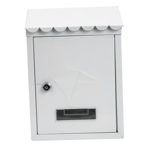 Modern Wall Mounted Mailbox, Lockable Metal Mail Box for Home Exterior, White Iron Secure Design